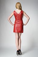 Mini dress, faux leather, sleeveless, front zipper